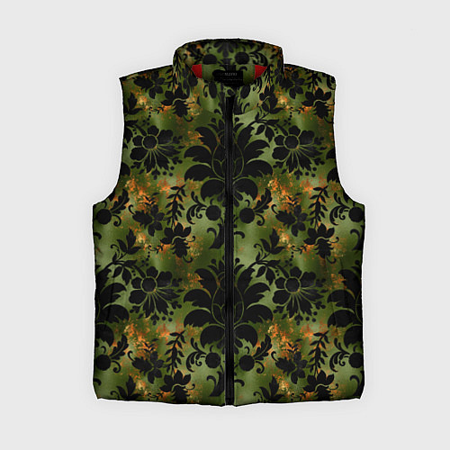 Женский жилет Темные тропические листья / 3D-Красный – фото 1