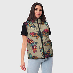 Женский жилет Мотыльки-черепа, цвет: 3D-красный — фото 2