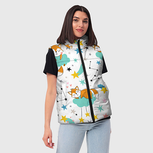 Женский жилет Спящие лисята / 3D-Красный – фото 3