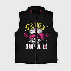 Женский жилет PUNKS NOT DEAD ирокез, булавки, череп, цвет: 3D-красный