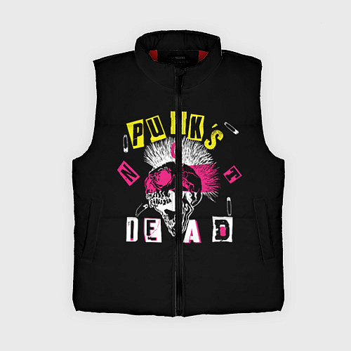 Женский жилет PUNKS NOT DEAD ирокез, булавки, череп / 3D-Красный – фото 1