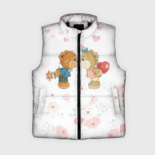 Женский жилет Плюшевый Поцелуй Влюблённые Мишки / 3D-Черный – фото 1
