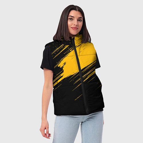 Женский жилет Black and yellow grunge / 3D-Красный – фото 3