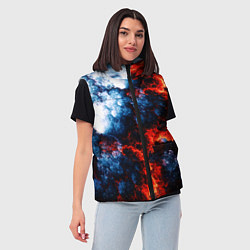 Женский жилет 3D ЯДЕРНЫЙ КОСМИЧЕСКИЙ ВЗРЫВ ОГОНЬ, цвет: 3D-черный — фото 2