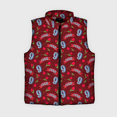 Женский жилет 9 мая, красная лента и тюльпаны / 3D-Красный – фото 1