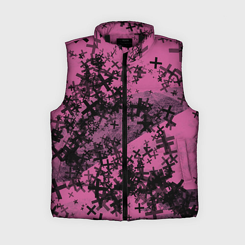Женский жилет Кресты и хаос На розовом Коллекция Get inspired! F / 3D-Черный – фото 1