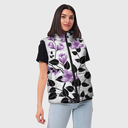 Женский жилет Распустившиеся фиолетовые цветы, цвет: 3D-светло-серый — фото 2