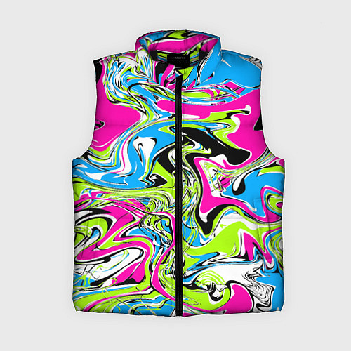 Женский жилет Абстрактные мраморные разводы в ярких цветах Поп а / 3D-Черный – фото 1
