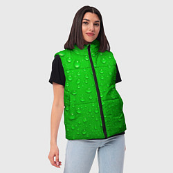 Женский жилет Зеленый фон с росой, цвет: 3D-красный — фото 2