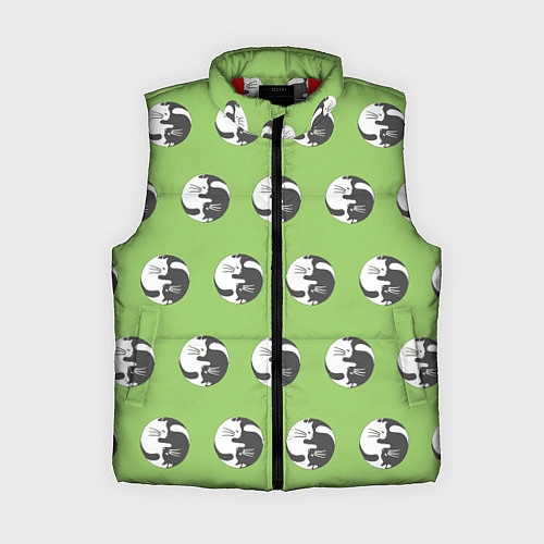 Женский жилет Орнамент котики инь янь / 3D-Красный – фото 1