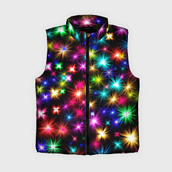 Женский жилет ЦВЕТНЫЕ ЗВЕЗДЫ COLORED STARS, цвет: 3D-черный