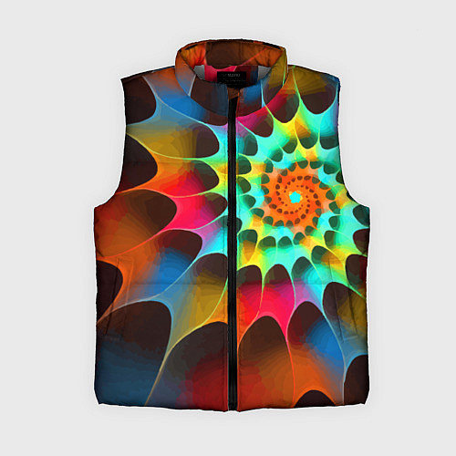 Женский жилет Красочная неоновая спираль Colorful neon spiral / 3D-Светло-серый – фото 1