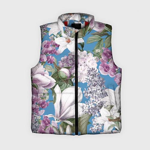 Женский жилет Цветы Белые Лилии В Саду Летом / 3D-Красный – фото 1
