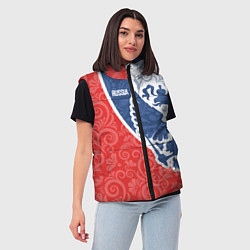 Женский жилет ГЕРБ РОССИИ С УЗОРАМИ, цвет: 3D-светло-серый — фото 2