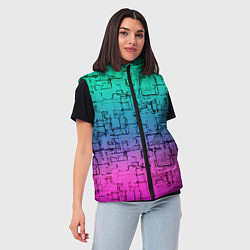 Женский жилет Абстрактный узор на розово-бирюзовом градиентном ф, цвет: 3D-красный — фото 2