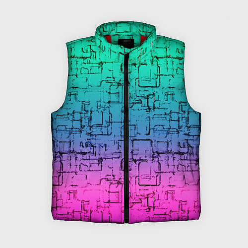 Женский жилет Абстрактный узор на розово-бирюзовом градиентном ф / 3D-Красный – фото 1