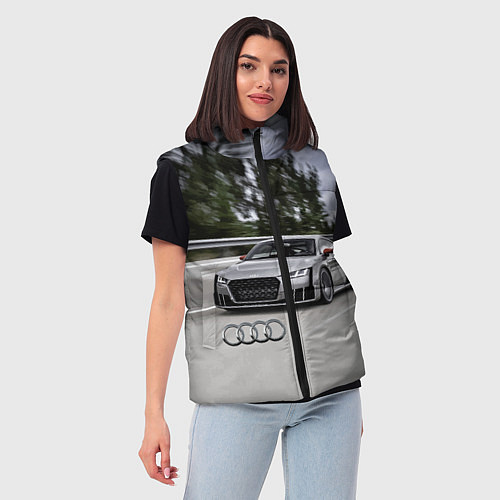 Женский жилет Ауди на скоростном шоссе Audi on the expressway / 3D-Красный – фото 3