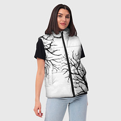 Женский жилет Черные ветки деревьев на белом фоне, цвет: 3D-черный — фото 2