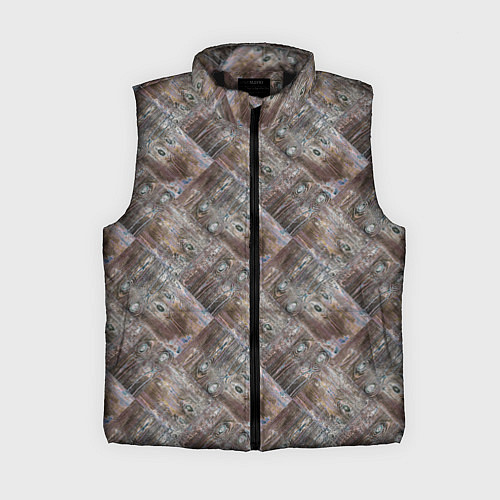 Женский жилет Старый потертый деревянные паркет / 3D-Черный – фото 1