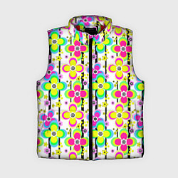 Женский жилет Цветочный ретро узор в неоновых тонах, цвет: 3D-красный