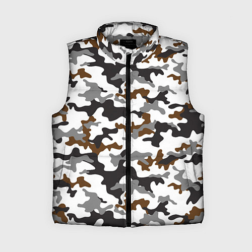 Женский жилет Камуфляж Чёрно-Белый Camouflage Black-White / 3D-Светло-серый – фото 1