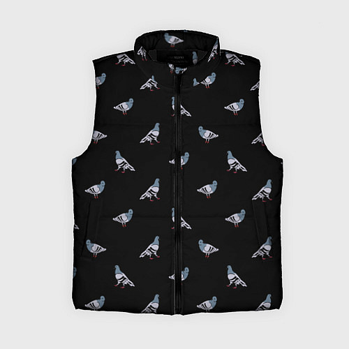 Женский жилет Голуби на черном паттерн / 3D-Черный – фото 1