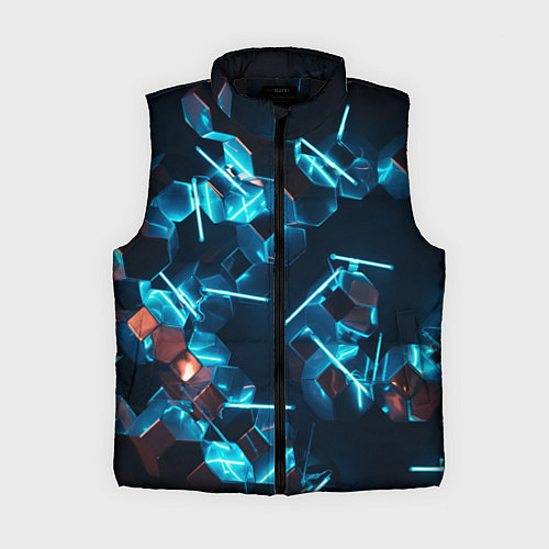 Женский жилет Неоновые фигуры с лазерами - Голубой / 3D-Черный – фото 1
