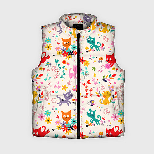 Женский жилет COLORFUL FUNNY KITTENS / 3D-Светло-серый – фото 1