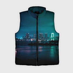 Женский жилет Неоновый город с рекой - Светло-зелёный