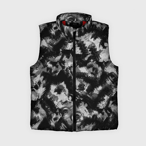 Женский жилет Черно-белый абстрактный камуфляж / 3D-Красный – фото 1
