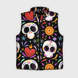 Женский жилет Веселые черепа в цветах, цвет: 3D-светло-серый
