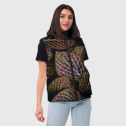 Женский жилет Неоновые листья цветов - Оранжевый, цвет: 3D-красный — фото 2