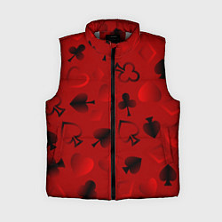 Женский жилет Карты карточные масти на красном фоне