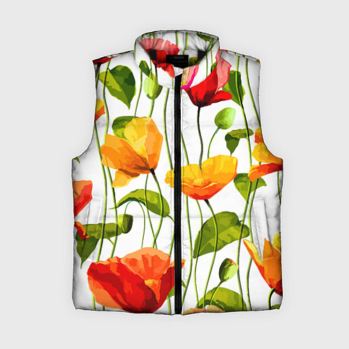 Женский жилет Волнообразный узор из цветков мака Лето / 3D-Черный – фото 1