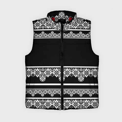 Женский жилет Белое кружево на черном фоне lace / 3D-Красный – фото 1