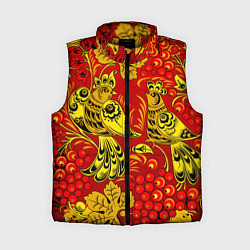 Женский жилет Хохломская Роспись Две Птици На Красном Фоне, цвет: 3D-красный