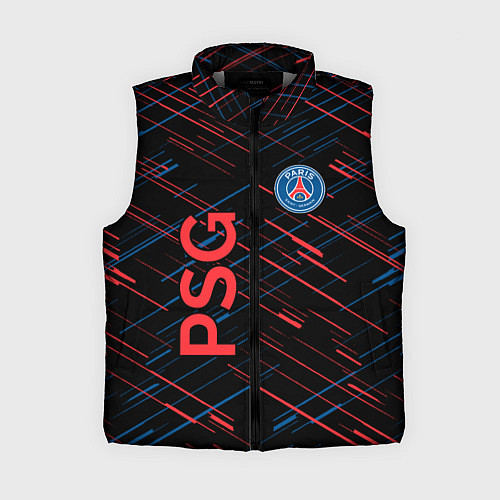 Женский жилет Psg красные синие чёрточки / 3D-Светло-серый – фото 1