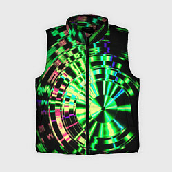 Женский жилет Неоновые дискообразные узоры - Зелёный, цвет: 3D-черный