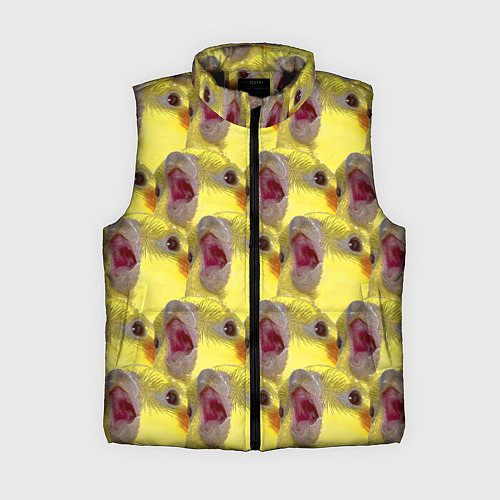 Женский жилет Попугай Корелла Орёт Мем / 3D-Черный – фото 1