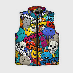 Женский жилет Красочный паттерн из мультяшных героев