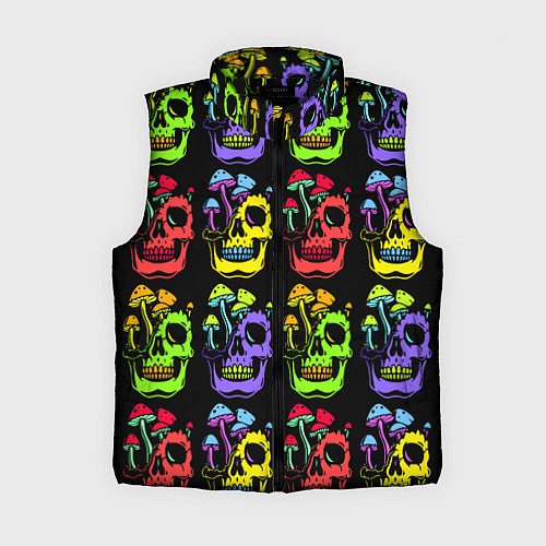 Женский жилет Мухоморы, растущие на черепе / 3D-Черный – фото 1