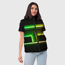 Женский жилет Неоновые фигуры и линии - Зелёный и жёлтый, цвет: 3D-красный — фото 2