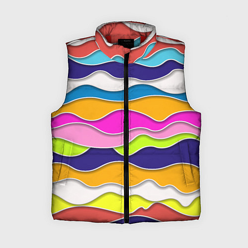 Женский жилет Разноцветные волны Летний паттерн / 3D-Красный – фото 1