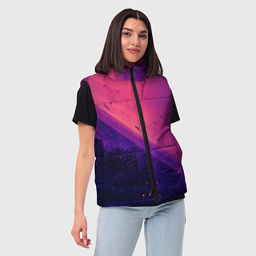 Женский жилет Неоновая пыль и лучи - Тёмно-розовый / 3D-Красный – фото 3