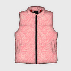 Женский жилет Бежевые листья монстеры на розовом