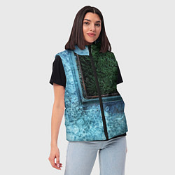 Женский жилет Абстрактные лёд и трава - Синезелёный, цвет: 3D-светло-серый — фото 2