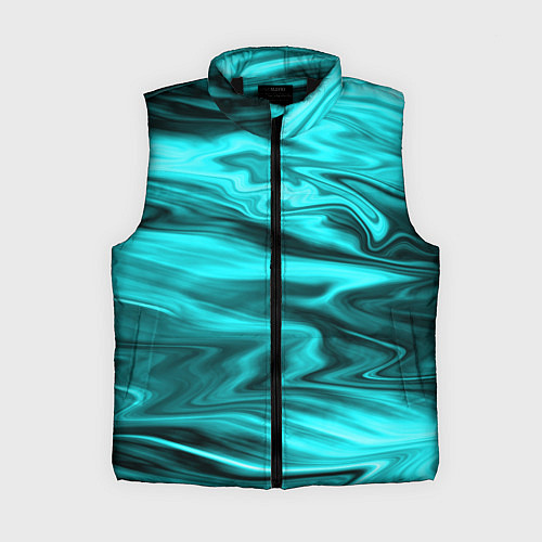 Женский жилет Неоновый бирюзовый мраморный узор / 3D-Черный – фото 1