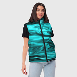 Женский жилет Неоновый бирюзовый мраморный узор, цвет: 3D-черный — фото 2
