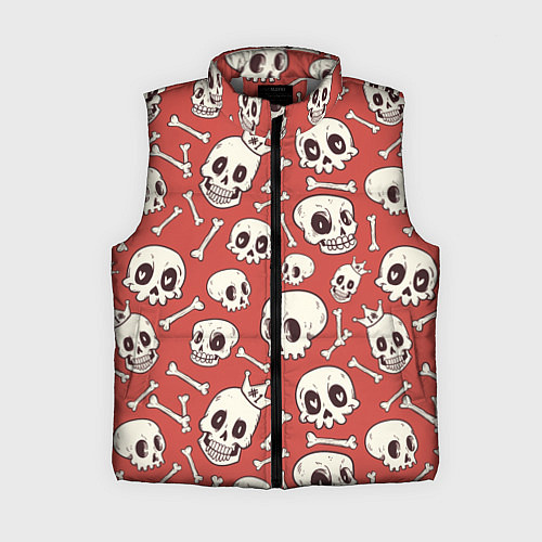 Женский жилет Черепа на красном фоне / 3D-Светло-серый – фото 1