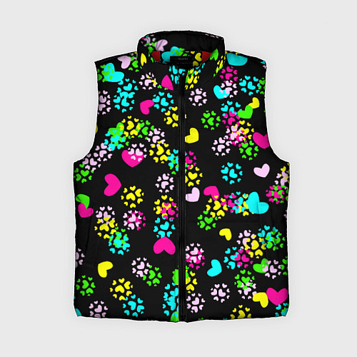 Женский жилет Весна в сердцах на черном фоне / 3D-Красный – фото 1